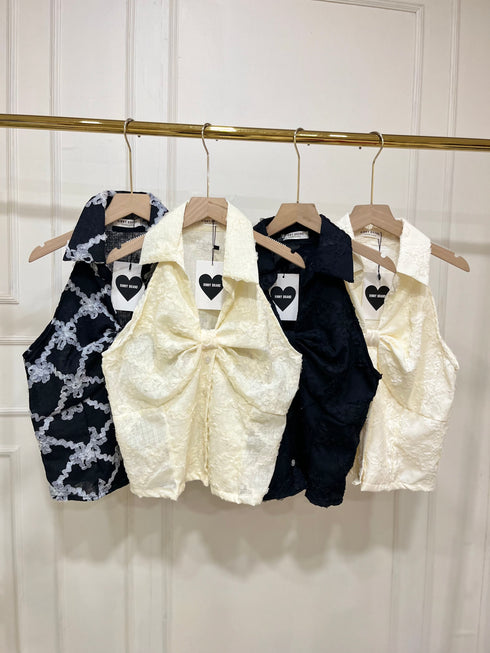 Casual Halter Neck Button Down Tops